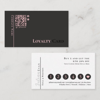 Moderne einfache Black Pink QR Code Loyalty Card Visitenkarte