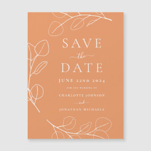 Moderne, einfache Blätter Apricot Wedding Magnetkarte