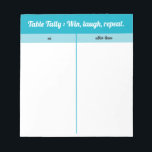 Moderne einfache blaue Bunco Table Tally Notizblock<br><div class="desc">Fügen Sie Ihrem Spielabend Stil und Spaß mit diesem blau-weißen Bunco-Tischblatt hinzu. Es ist für Bunco-Spieler konzipiert und leicht zu lesen,  zu bewerten und behalte das organisierte Spiel. Das komische Bunco Sprichwort "Win,  Laugh,  Repeat" behalte das Stimmungslicht und die Wettbewerbfreundlichkeit. Ideal für Damen-Bunco-Nacht,  Party und Game-Liebhaber.</div>