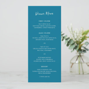 Moderne einfache blaue Hochzeit Menükarte