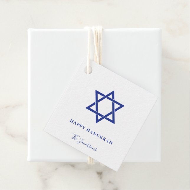Moderne einfache blaue Star von David Hanukkah Geschenkanhänger (Beispiel)