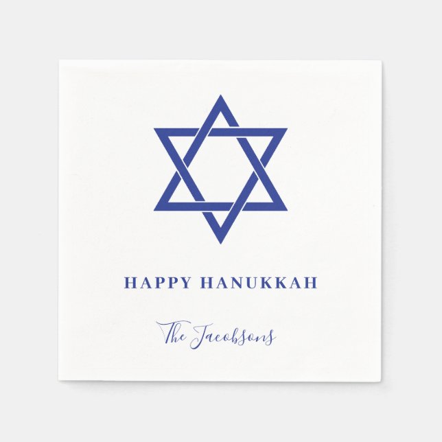 Moderne einfache blaue Star von David Hanukkah Serviette (Vorderseite)