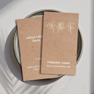 Moderne, einfache Blume, die floral Zeichne  Visitenkarte