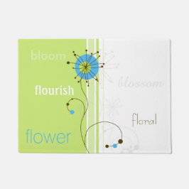 Moderne, einfache Blume Grüne Typografie Fußmatte