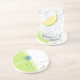 Moderne, einfache Blume Grüne Typografie Getränkeuntersetzer