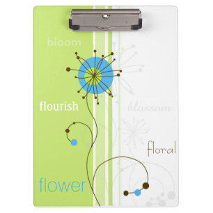 Moderne, einfache Blume Grüne Typografie Klemmbrett