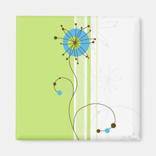 Moderne, einfache Blume Grüne Typografie Magnet