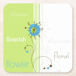 Moderne, einfache Blume Grüne Typografie Rechteckiger Pappuntersetzer