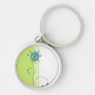 Moderne, einfache Blume Grüne Typografie Schlüsselanhänger