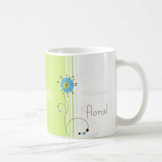 Moderne, einfache Blume Grüne Typografie Tasse (Rechts)