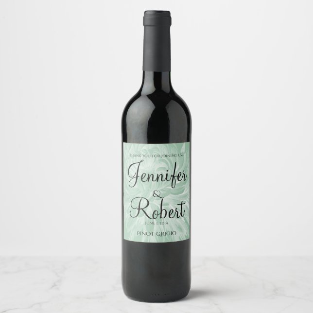 Moderne, einfache Blume im Mint Wedding Wine Label Weinetikett (Vorderseite)