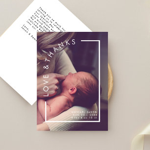 Moderne einfache Bogen-Liebe- und Dankes-Foto-Baby Dankeskarte