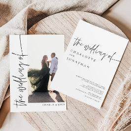Moderne einfache Boho Foto Black and White Wedding Einladung