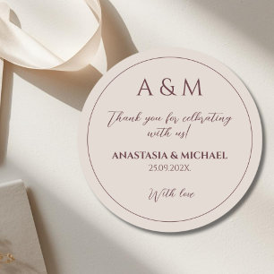 Moderne einfache braune minimalistische Hochzeit Runder Aufkleber