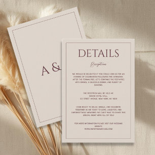 Moderne einfache braune minimalistische Hochzeitsd Begleitkarte