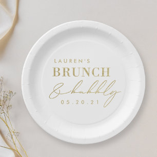 Moderne einfache Brunch- und Sekt-Brautjungfernpar Pappteller