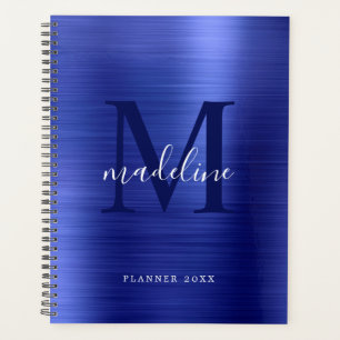 Moderne einfache Brushed Metallic Royal Blue Monog Planer