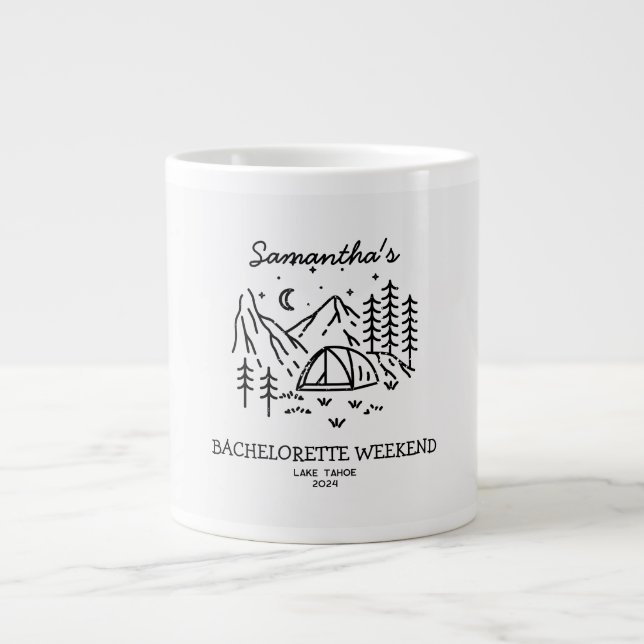 Moderne Einfache Camping Junggeselinnen-Abschied N Jumbo-Tasse (Vorderseite)