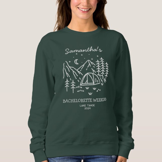 Moderne Einfache Camping Junggeselinnen-Abschied N Sweatshirt (Vorderseite)