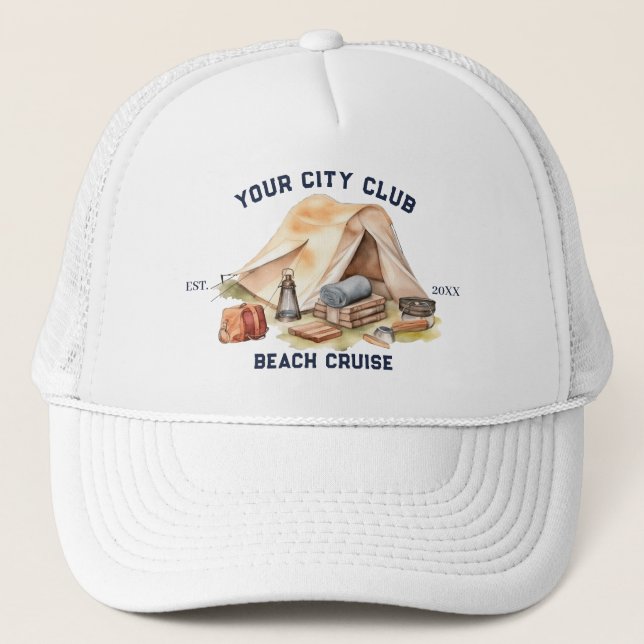 Moderne einfache Camping-Wochenend-Junggesellinnen Truckerkappe (Vorderseite)