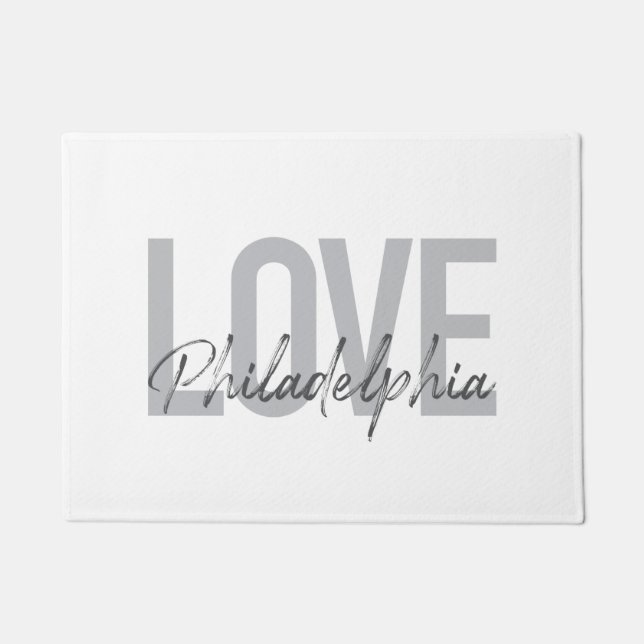 Moderne, einfache, coole Design-Liebe Philadelphia Fußmatte (Vorderseite)