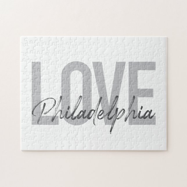 Moderne, einfache, coole Design-Liebe Philadelphia Puzzle (Horizontal)
