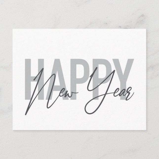 Moderne, einfache, coole Typografie des Happy New  Postkarte (Vorderseite)