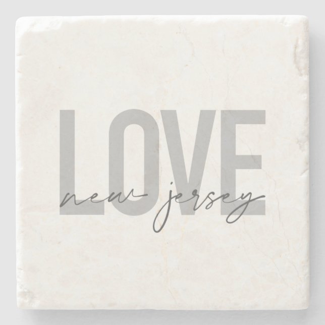 Moderne, einfache, coole, urbane Liebe New Jersey Steinuntersetzer (Vorderseite)