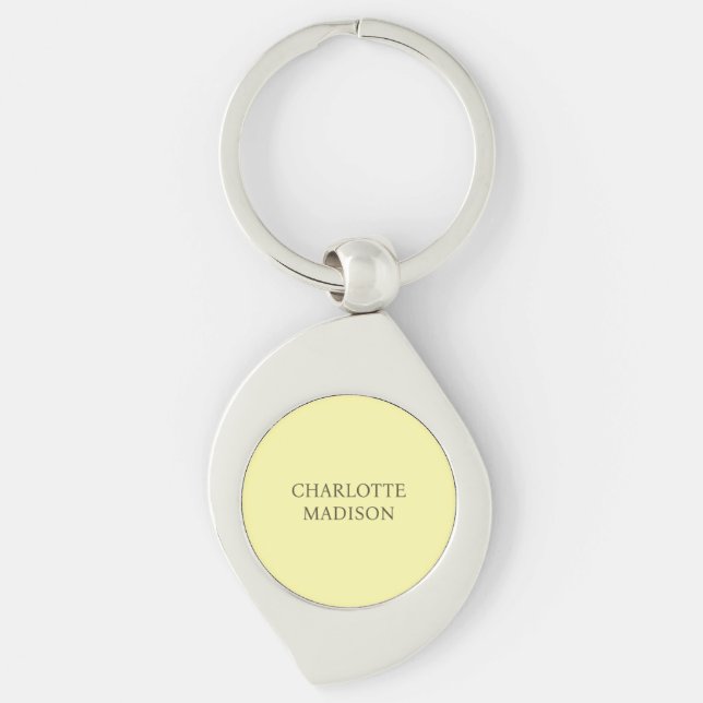 Moderne einfache Creme-Trend-Minimalist Plain Name Schlüsselanhänger (Vorderseite)