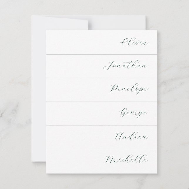 Moderne einfache Cursive Wedding Name Platzkarte (Vorderseite)