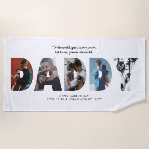 Moderne einfache DADDY Foto Quote Happy Vatertag Strandtuch