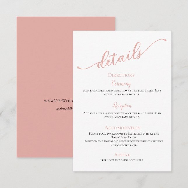 Moderne, einfache Details Hochzeit Begleitkarte (Vorne/Hinten)