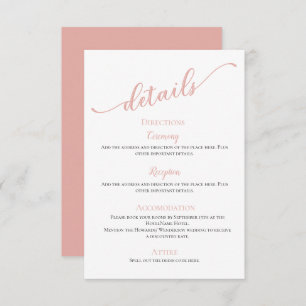 Moderne, einfache Details Hochzeit Begleitkarte
