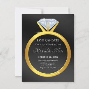 Moderne einfache Diamant-Ehering  Save The Date