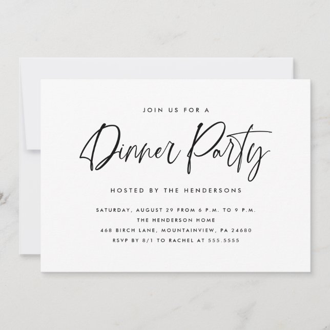 Moderne einfache Dinnerparty  Einladung (Vorderseite)