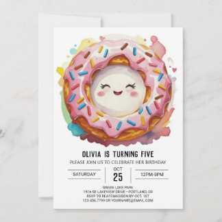Moderne einfache Donuts Geburtstag Einladung