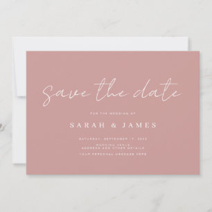 Moderne, einfache, dreckige Rose Hochzeit retten d Save The Date