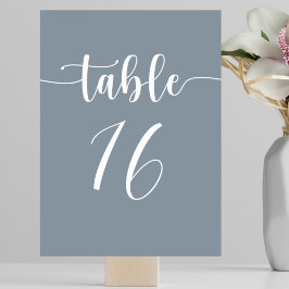 Moderne, einfache Dusty Blue Wedding Tischnummer