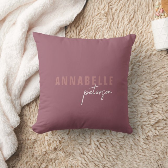 Moderne einfache Dusty-Rose Minimale Skripte Kissen (Decke)