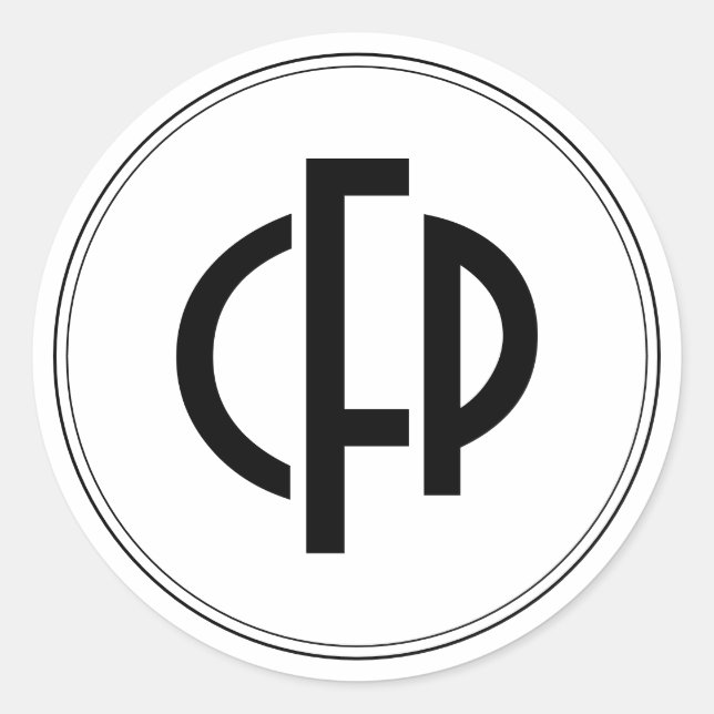 Moderne, einfache, einfache, schick-schwarze Monog Runder Aufkleber (Vorderseite)