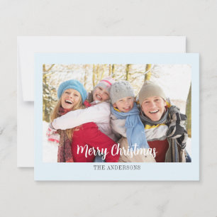 Moderne einfache Eisblaue Foto-Weihnachtskarte Feiertagskarte