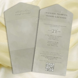 Moderne, einfache Elegant Palm Green | QR-Code-Web All In One Einladung