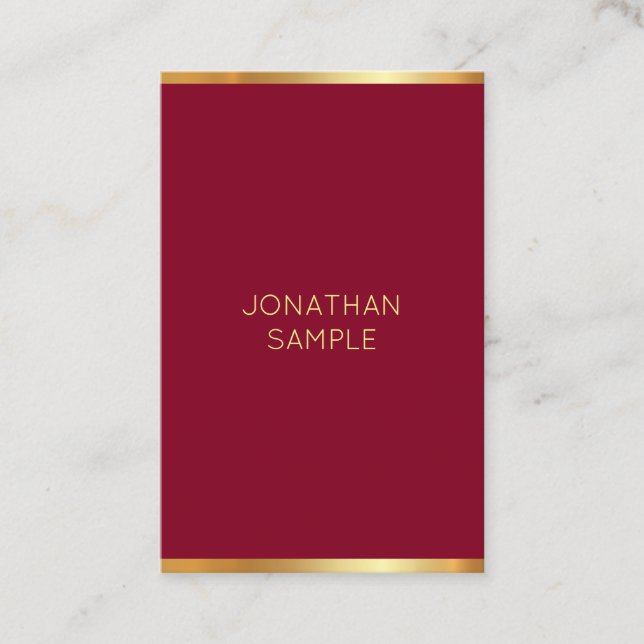 Moderne, einfache Elegant Template Burgundy Red &  Visitenkarte (Vorderseite)
