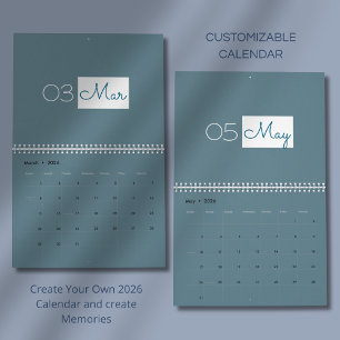 Moderne einfache elegante 2026-Kalender Kalender