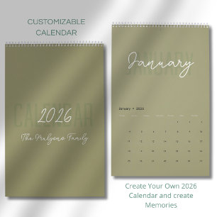 Moderne einfache elegante 2026-Kalender Kalender