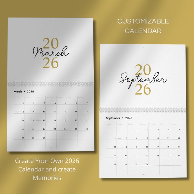 Moderne einfache elegante 2026-Kalender Kalender (Von Creator hochgeladen)