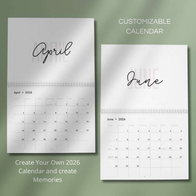 Moderne einfache elegante 2026-Kalender Kalender (Von Creator hochgeladen)