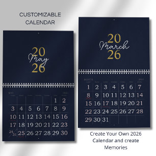 Moderne einfache elegante 2026-Kalender Kalender