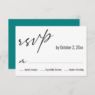 Moderne, einfache, elegante Aquamarine BackWedding RSVP Karte