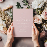 Moderne, einfache Elegante Blush Dusty Pink Taufe